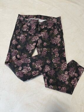 STS Blue Floral Skinny Pants in Black and Purple